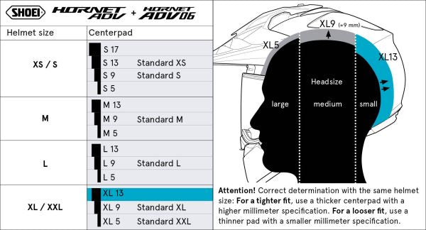 Shoei Head Pad XL13 Type-H for Hornet ADV 06 / Hornet ADV
