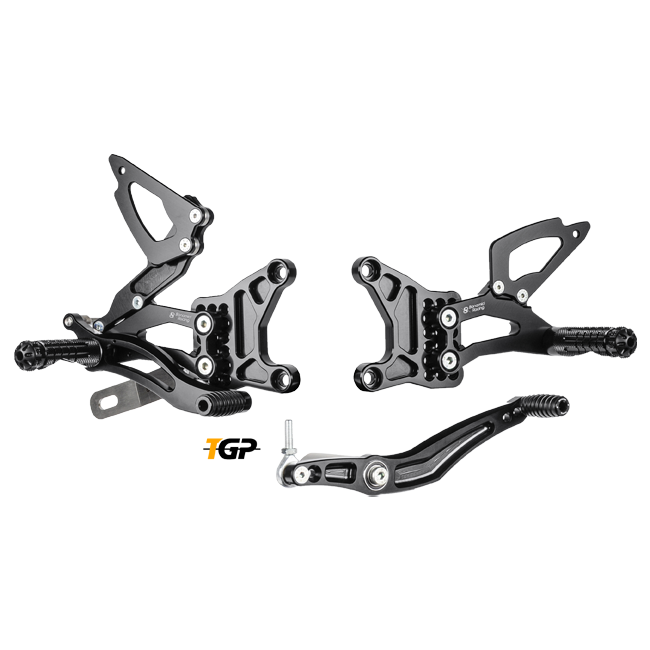 Bonamici Racing Y005 rearset kit for Yamaha YZF-R6 RJ11 RJ15 black anodised aluminium