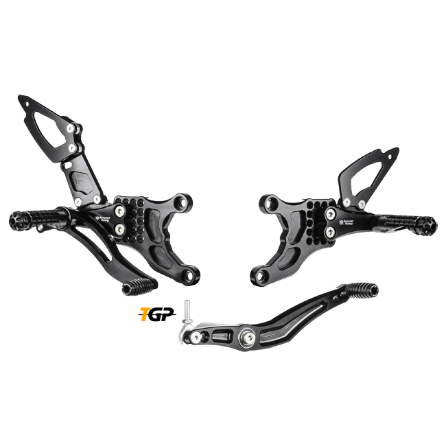 Bonamici Racing Y007 rearsets for Yamaha YZF-R1 RN22 in black anodised aluminium