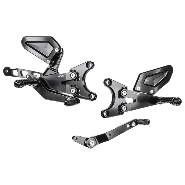 Bonamici Racing Y011 rearset kit for Yamaha YZF-R1/M, black anodised CNC aluminium