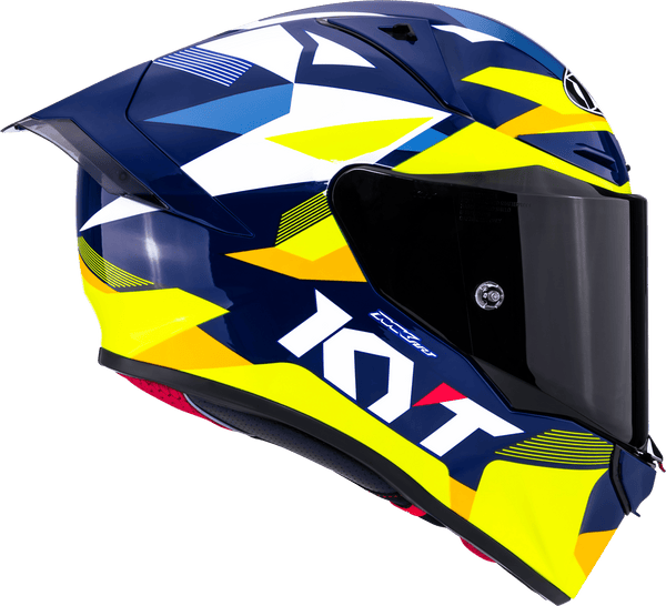 KYT R1R racing helmet in Carbon Diamond Blue and Yellow finish, Y6R10005