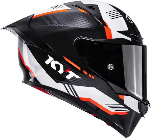 KYT R1R full-face racing helmet in Carbon Zone Orange tricomposite shell