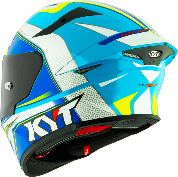 KYT TT-Revo full-face helmet in Grand Prix White Light Blue colourway