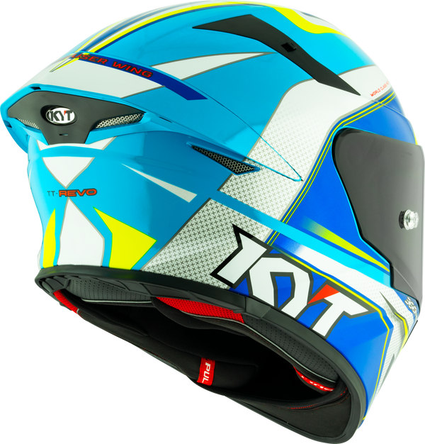 KYT TT-Revo full-face helmet in Grand Prix White Light Blue colourway