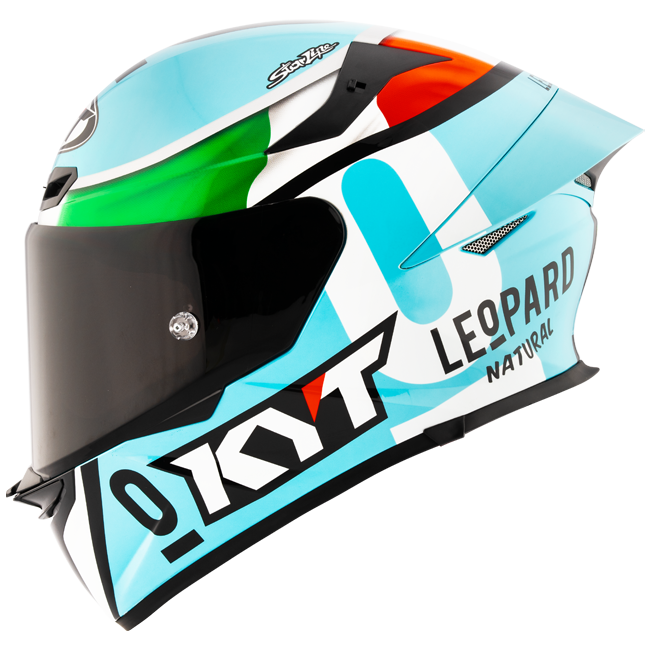 KYT TT-Revo full-face helmet in Leopard Racing Replica Italia Tricolore gloss finish