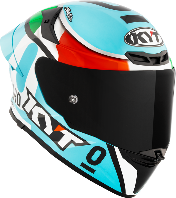 KYT TT-Revo full-face helmet in Leopard Racing Replica Italia Tricolore gloss finish