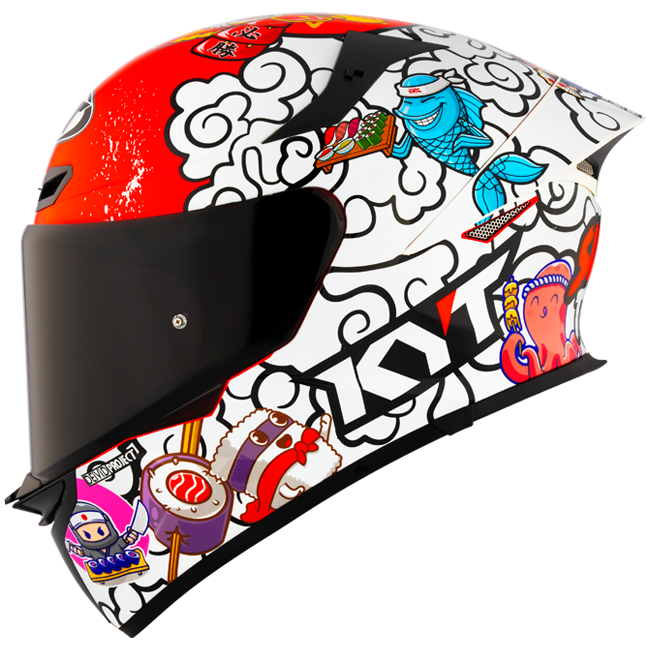 KYT TT-Revo full-face helmet in Sushi Time gloss graphic finish
