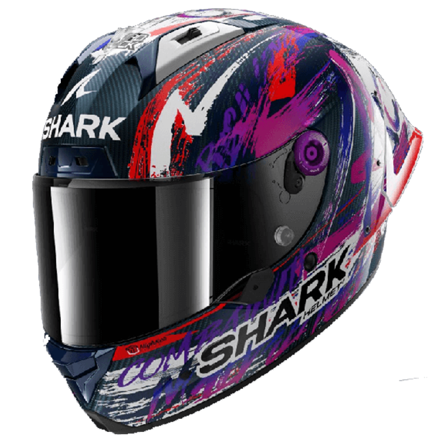 Shark Aeron GP FIM Racing helmet Johann Zarco Signature Replica 2025 violet matte carbon