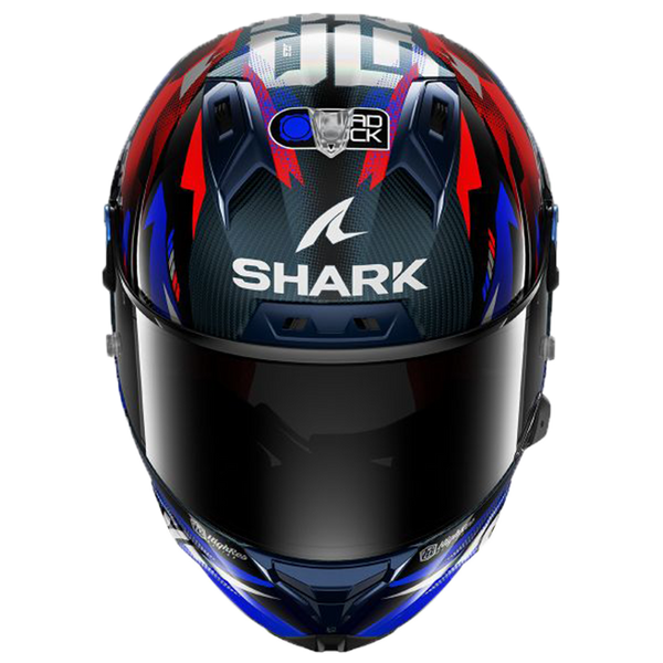 Shark Aeron GP FIM helmet Johann Zarco Victory 2025 replica in blue, white and red DBU livery