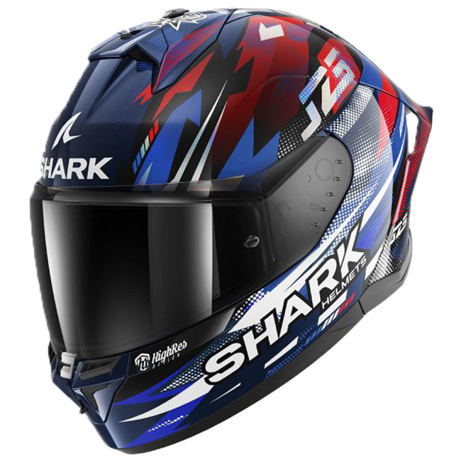 Shark Skwal Cup Johann Zarco Replica 2025 HE6530 full-face helmet in red silver and blue