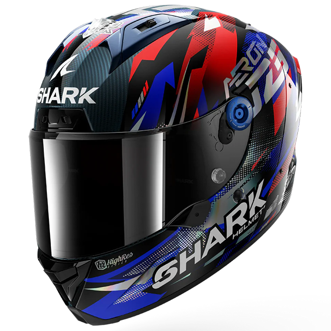 Shark Aeron Johann Zarco GP de France replica helmet in carbon blue chrome finish
