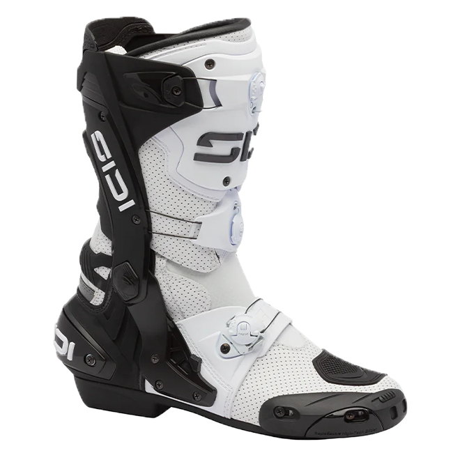 Sidi Rex Air motorcycle boots in white and black, model 203