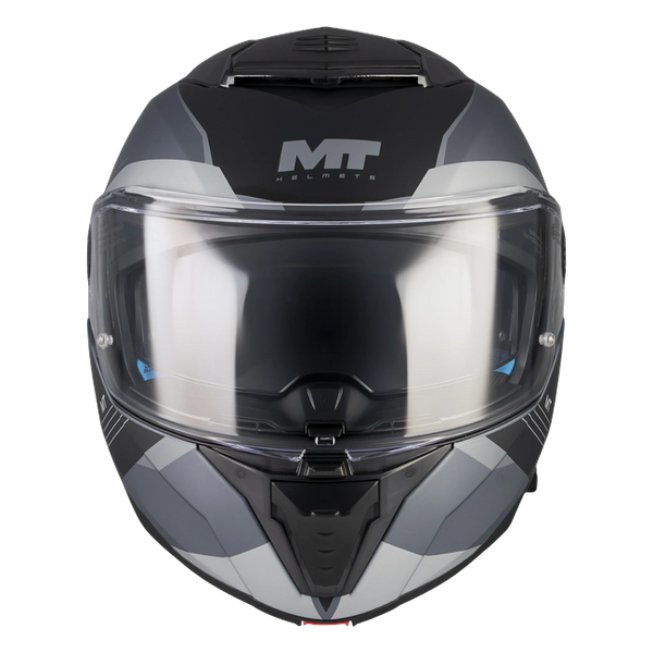 MT-Helmets Atom 2 SV Kaster C2 flip-up helmet in matt anthracite and grey — front view