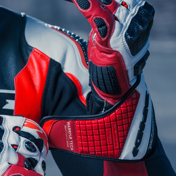 Spidi Carbo Track Evo racing leather gloves in red, men's, part A203014