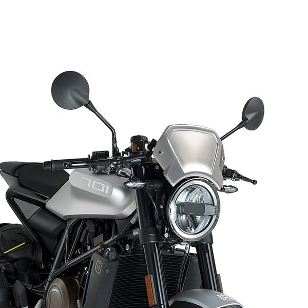 Puig Aluminium Front Plate Windshield – Fork Mount – for Husqvarna Vitpilen 701 (2018–2020) – Silver (am Motorrad)