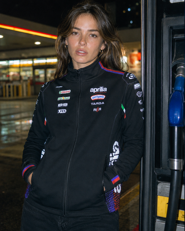 IXON SW1 APRILIA 26 men's zip sweatshirt jacket in black and fluo red – 2026 Aprilia Racing Team replica