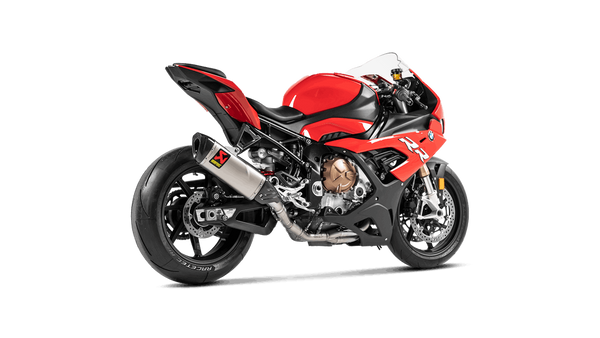 Akrapovic Evolution Line Titanium full exhaust system on BMW S1000RR K67, hexagonal silencer with carbon end cap