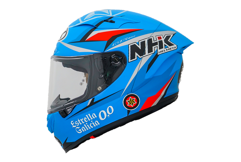 NHK GP-R Tech Race full-face race helmet in Estrella Galicia Replica livery