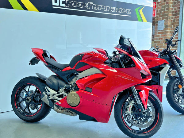 Vandemon Slip-On Low titanium exhaust system with carbon fibre end caps for Ducati Panigale V4/S/R 2018-2021