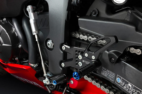 Bonamici Racing H018 black anodised rearsets for Honda CBR 600 RR PC69 2024-2026