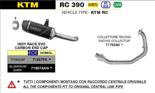 Arrow 71765MI stainless steel race header for KTM RC 390 2022-2025