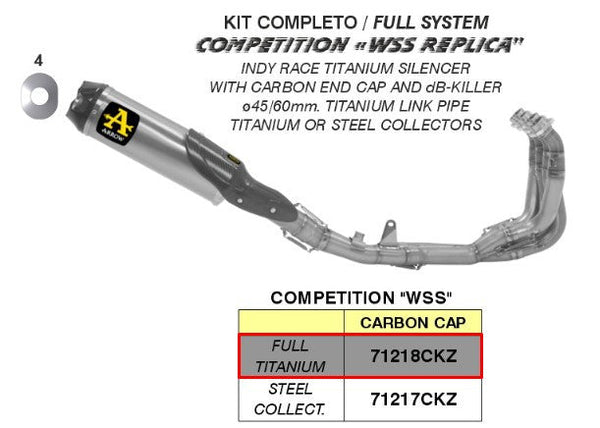 Arrow 71218CKZ WSS Replica titanium full exhaust system for Yamaha YZF-R6 RJ27