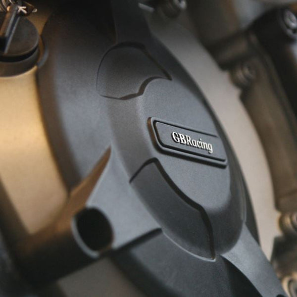 GBRacing clutch cover protector fitted to BMW S1000RR engine casing