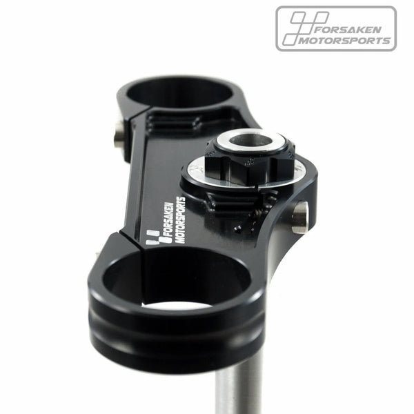 Forsaken Motorsport black anodised adjustable triple clamp for Suzuki GSX-R 1000 2017–2023