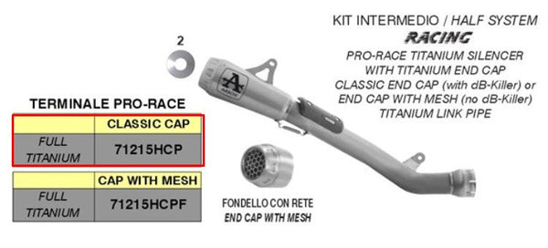 Arrow Pro-Race Titanium slip-on silencer kit Kawasaki ZX-10R ZX-10RR 2021-2026 71215HCP