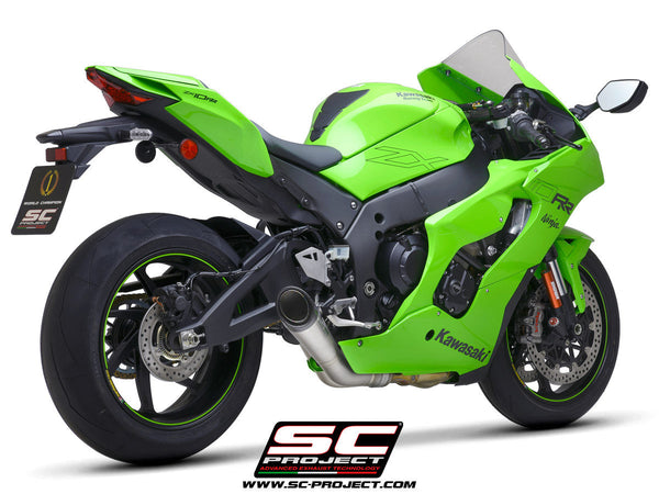 SC-Project S1 titanium slip-on silencer with carbon fibre end cap for Kawasaki ZX-10 R/RR 2021-2026