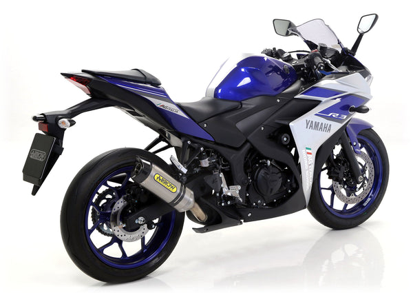 Arrow Thunder aluminium slip-on silencer with carbon end cap for Yamaha YZF-R3 2015-2018