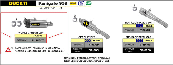 Arrow 71144PK titanium slip-on silencer with carbon end cap for Ducati Panigale 959