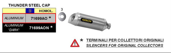 Arrow Thunder aluminium slip-on silencer 71699AO for Yamaha YZF-R6 RJ15