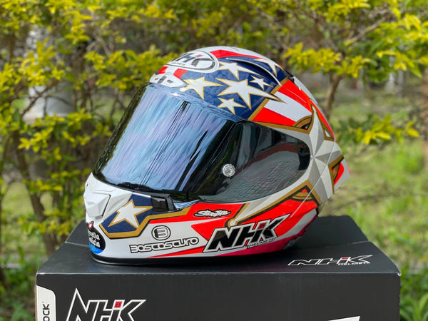 NHK GP-R Tech Race replacement visor in titanium silver mirror finish