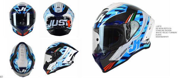 Just1 J-GPR Raffaele De Rosa Replica full-face carbon fibre helmet, gloss finish