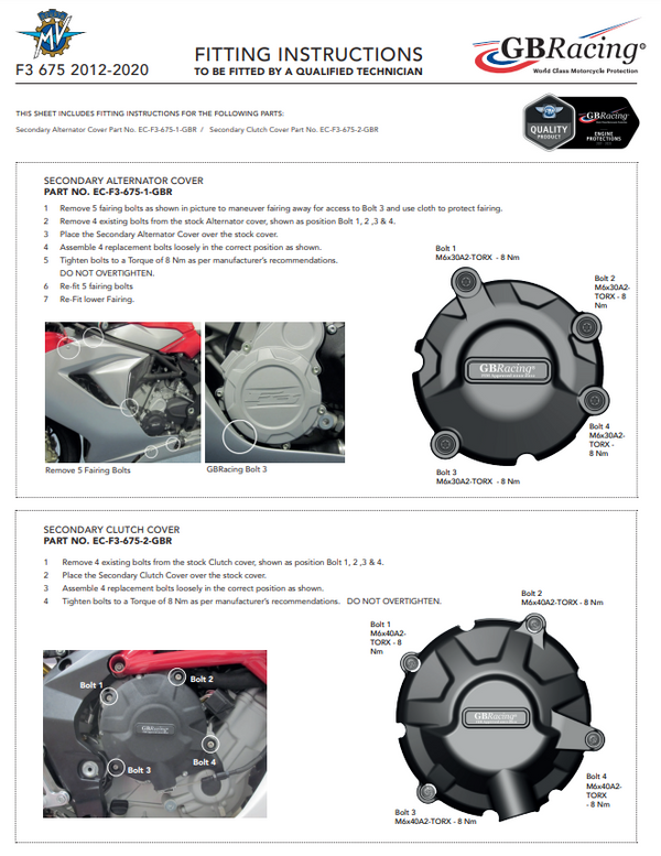 GBRacing clutch cover protector for MV Agusta F3 675/800 2012–2026