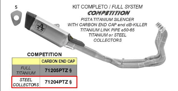 Arrow Pista stainless full exhaust system for BMW M1000RR K66, part 71204PTZ