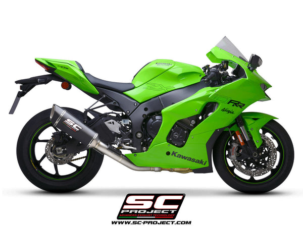 SC-Project SC1-R carbon slip-on exhaust with titanium catalyst pipe for Kawasaki ZX-10 R/RR 2021-2026