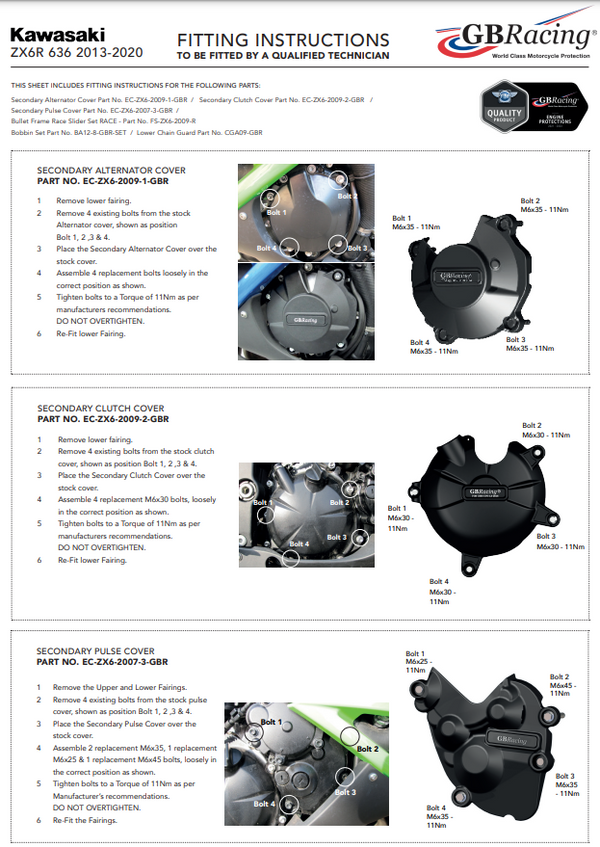 GBRacing clutch protection cover for Kawasaki ZX-6R ZX-636 ZX-6RR 2009 to 2026