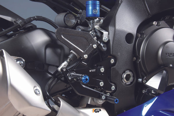 Bonamici Racing Y011 rearset kit for Yamaha YZF-R1/M, black anodised CNC aluminium