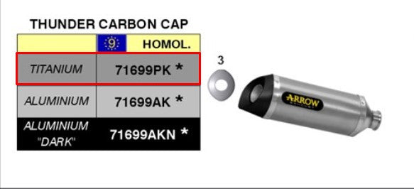 Arrow Thunder titanium slip-on silencer 71699PK for Yamaha YZF-R6 RJ11