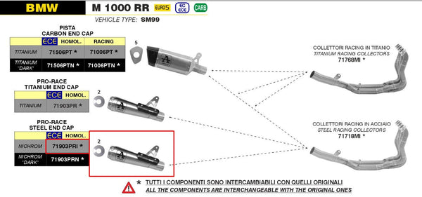 Arrow Pro-Race 71903PRI stainless steel slip-on silencer for BMW M1000RR K66