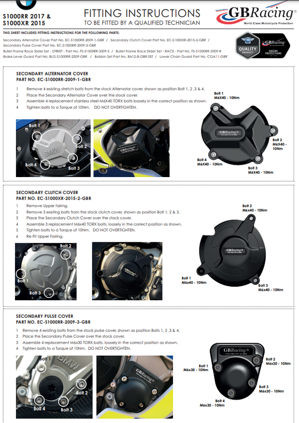 GBRacing ignition cover protector for BMW S1000RR K46 2009–2018