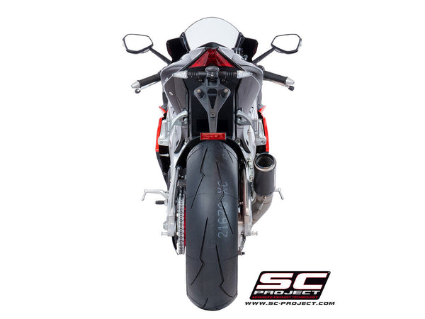 SC-Project CR-T HIGH slip-on silencer for Aprilia RSV4 RR RF 2018–2020 titanium carbon