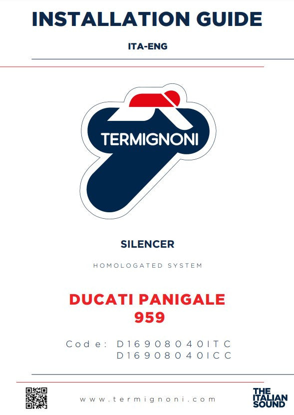 Termignoni Force titanium slip-on silencer with carbon end cap for Ducati Panigale 959 2016-2019