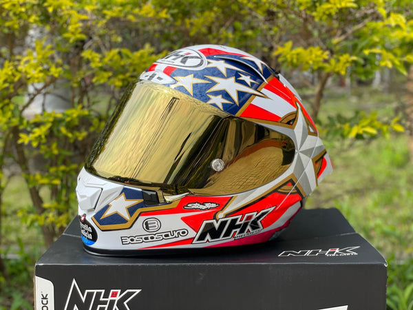 NHK GP-R Tech Race helmet visor in Golden 24k mirror finish