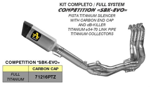 Arrow Competition EVO titanium full exhaust system 71216PTZ for Kawasaki ZX-10R/RR 2021-2026