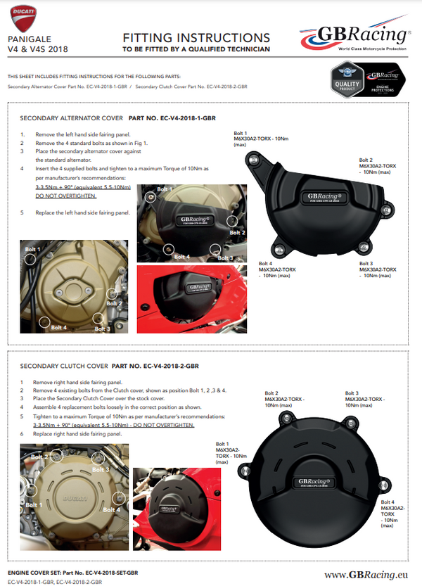 GBRacing alternator protection cover for Ducati Panigale V4 and V4 S 2018–2024