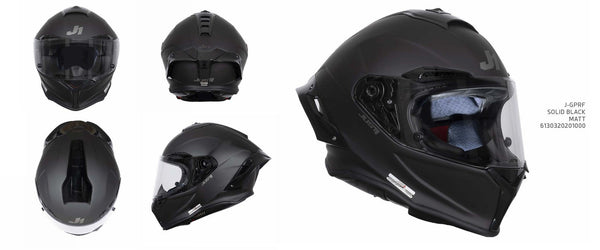 Just1 J-GPRF full-face racing helmet in solid matte black