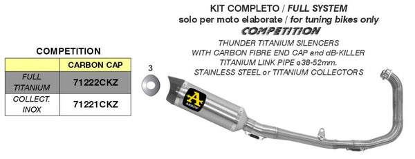 Arrow Competition full exhaust system 71221CKZ stainless steel and titanium on Yamaha YZF-R3